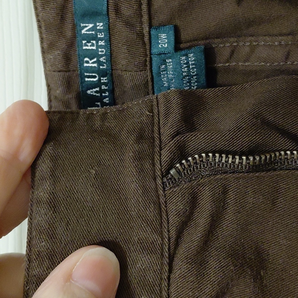 GUC Lauren Ralph Lauren Brown Cargo Pants 20W 6 Pockets Adjust Waist See Note* - Picture 7 of 7